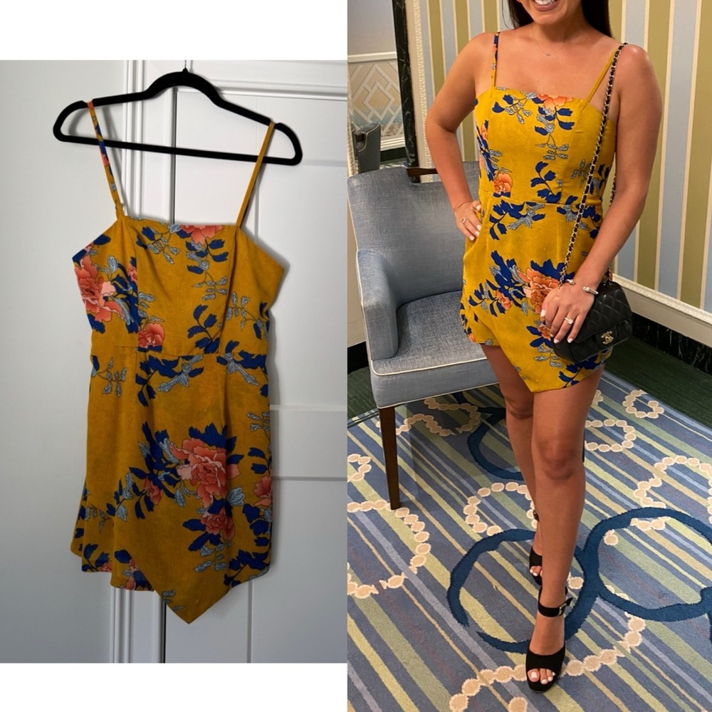 Floral Yellow Spaghetti Strap Romper
